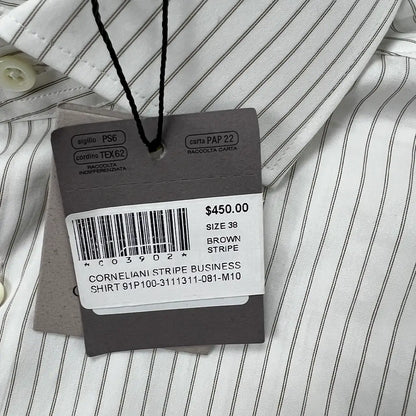 Detail View of the Tag on the Corneliani Stripe Business Shirt