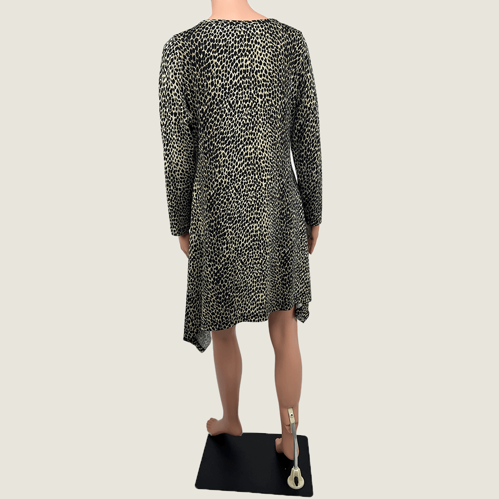 Costa Long Sleeve Leopard Print Dress Back