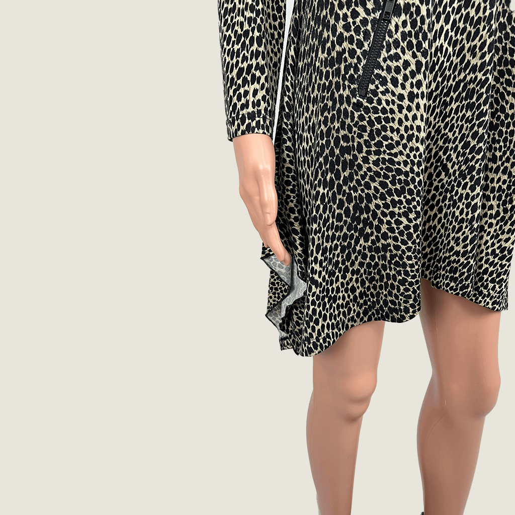 Costa Long Sleeve Leopard Print Dress Hem Side