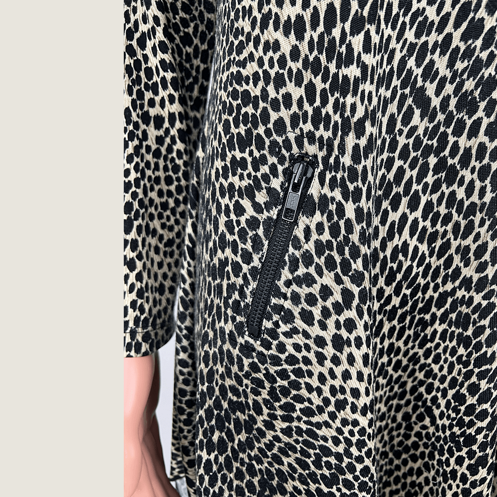 Costa Long Sleeve Leopard Print Dress Zip Detail