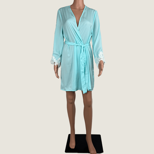 Front view of the Cotton On Body aqua open robe