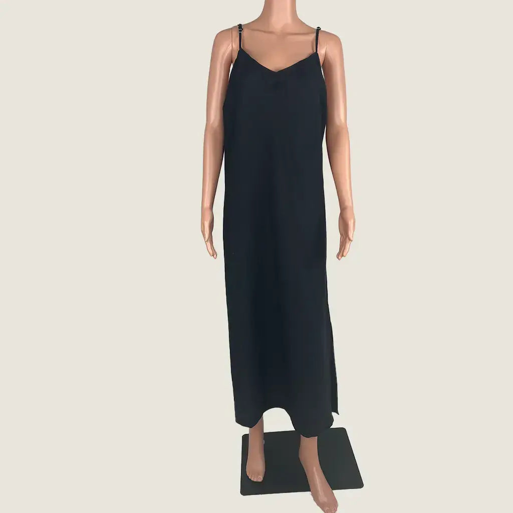 Front View of the Cotton On Black Slip Dress