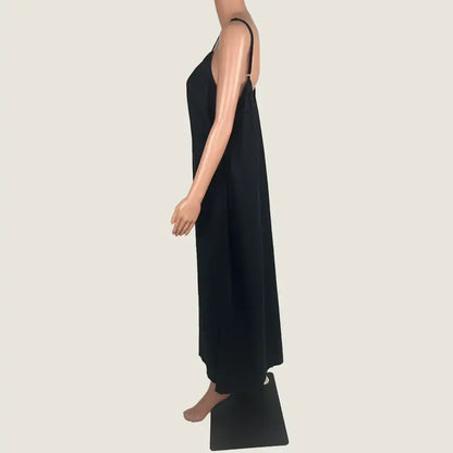 Side View of the Cotton On Black Slip Dress