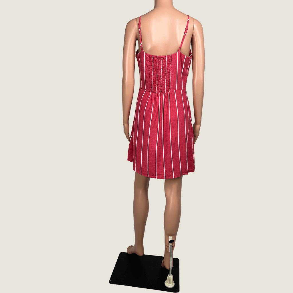 Cotton On Red Striped Lined Midi Dress Back