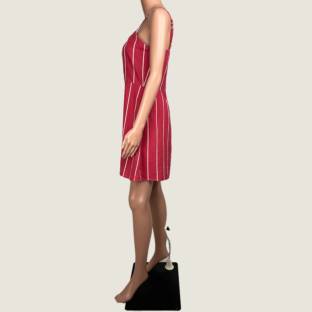 Cotton On Red Striped Lined Midi Dress Side