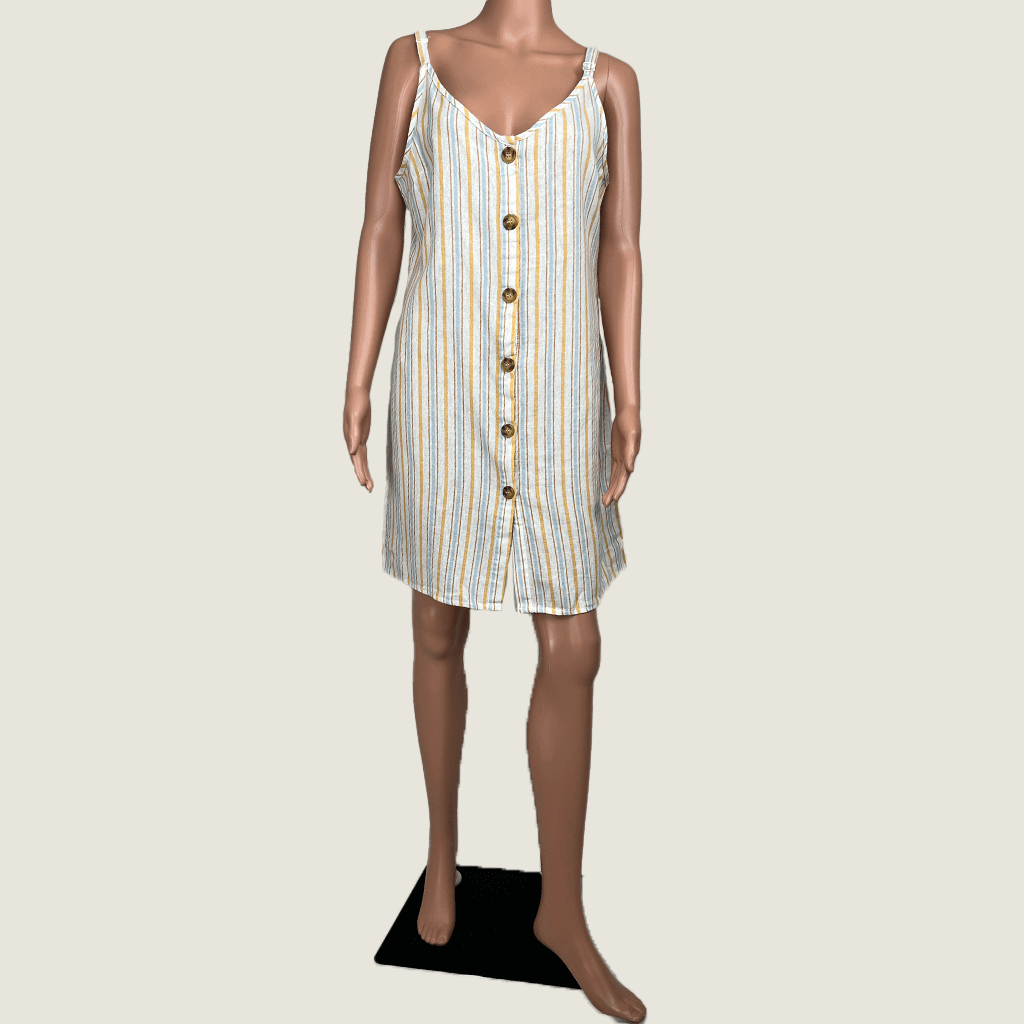 Cotton On Mustard Striped Lined Dress Front