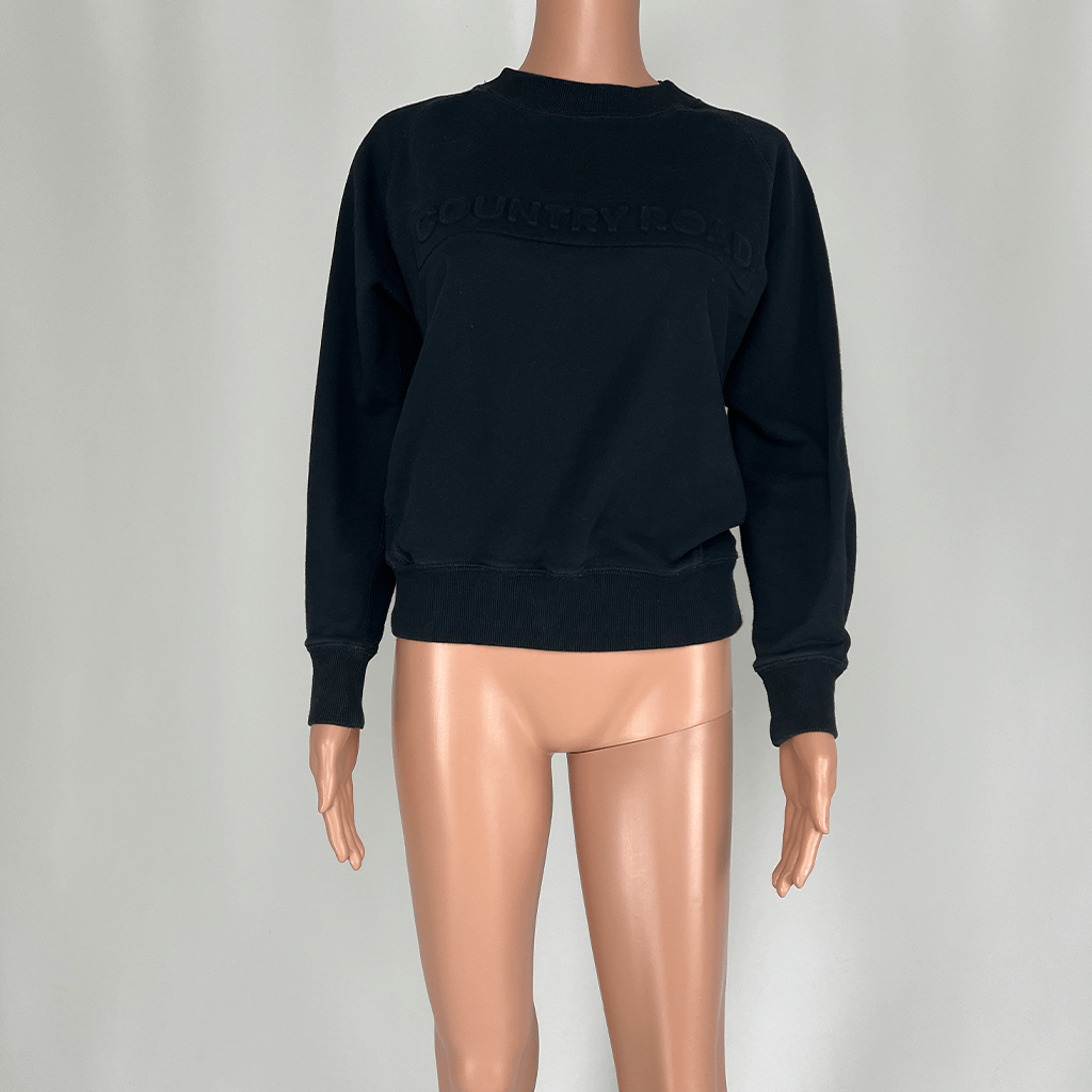 Front view of the Country Road Heritage Black Sweat