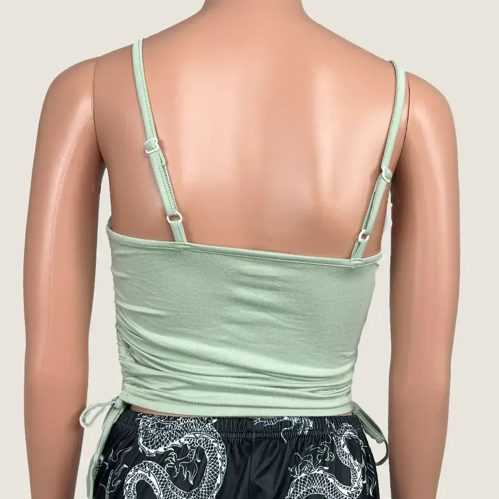 Back View of the Shein Green Sleeveless Crop Top