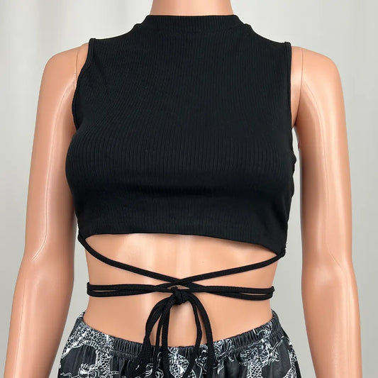 Front view of the Shein Sleeveless Crop Top