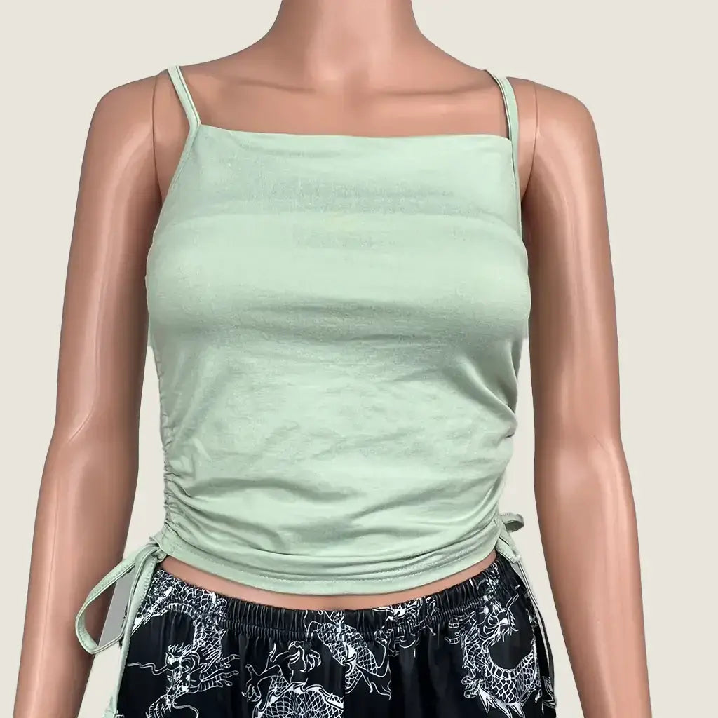 Front View of the Shein Green Sleeveless Crop Top