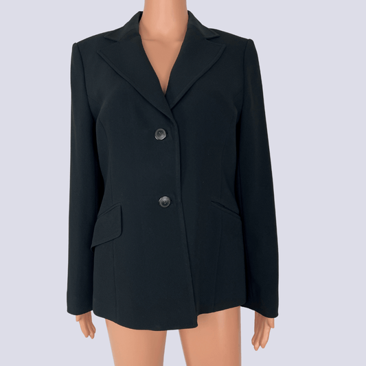 Front view of the Cue black women's blazer