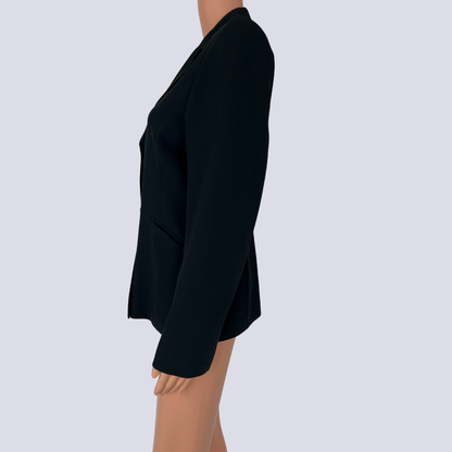 Front view of the Cue black women's blazer