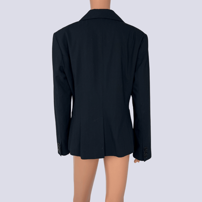 Front view of the Cue black women's blazer