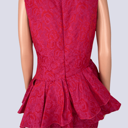 Back detail on the Cue Red and Pink Sleeveless Midi Dress