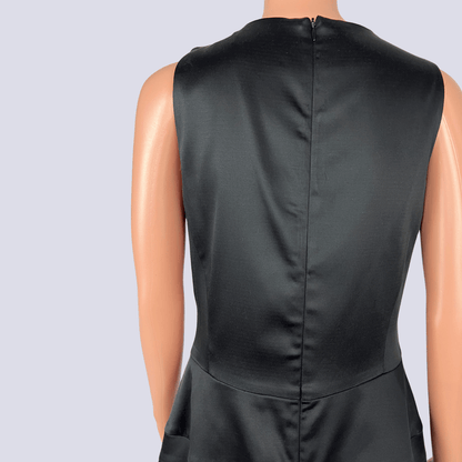 Back detail  view of the Cue Satin Black Sleeveless Midi Dress