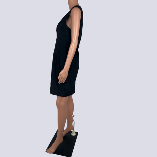 Side view of the Cue sleeveless black dress