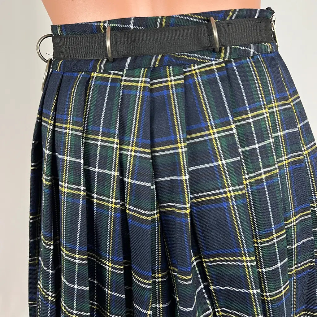 Back Waist View of the Current Mood Tartan Mini Skirt