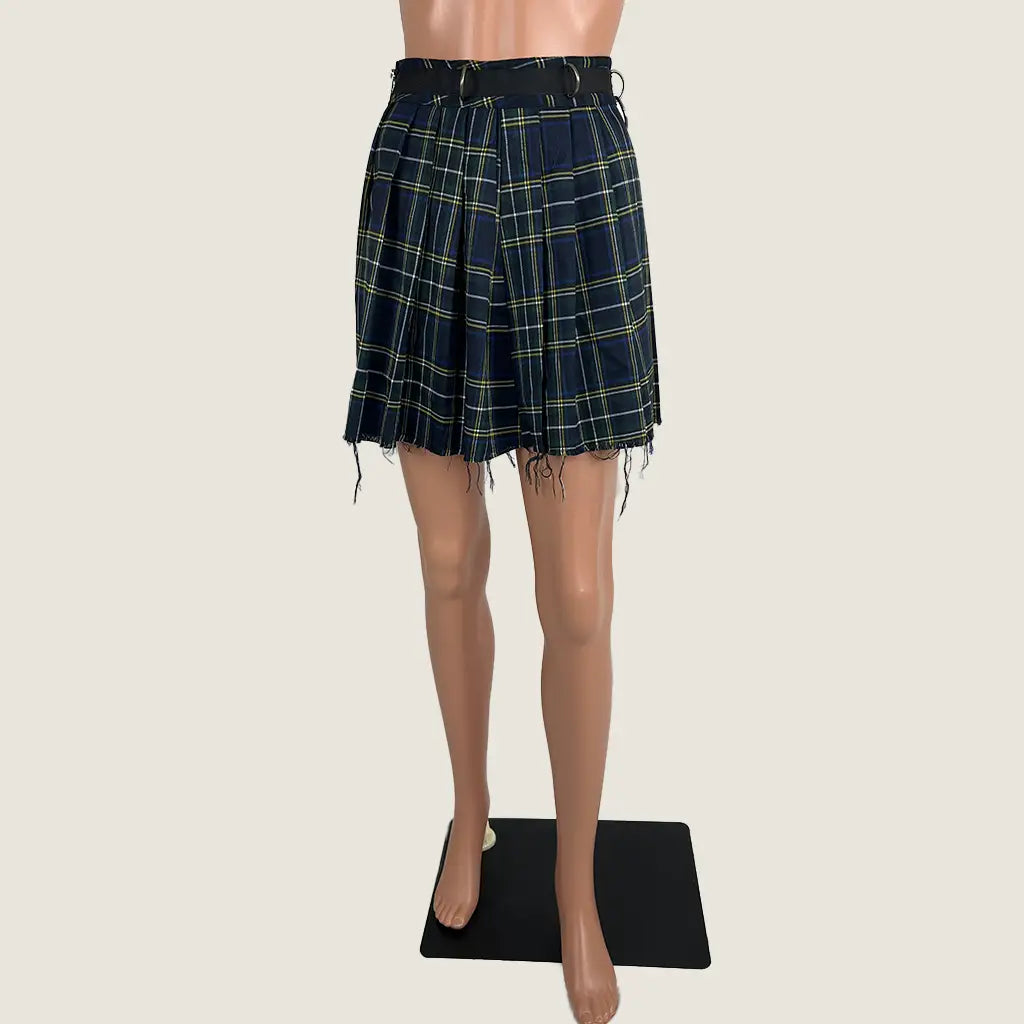 Front View of the Current Mood Tartan Mini Skirt