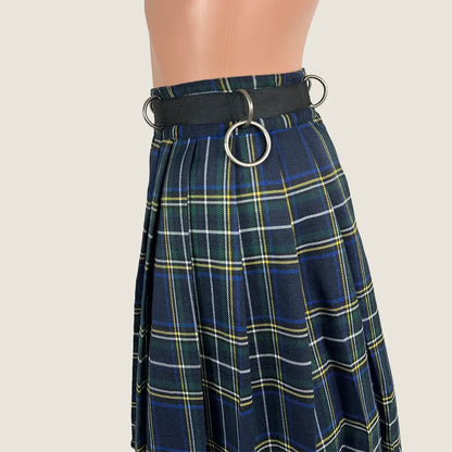 Side Detail View of the Current Mood Tartan Mini Skirt