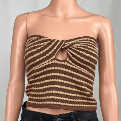 Dazie Chocolate Aperol Knit Top Front