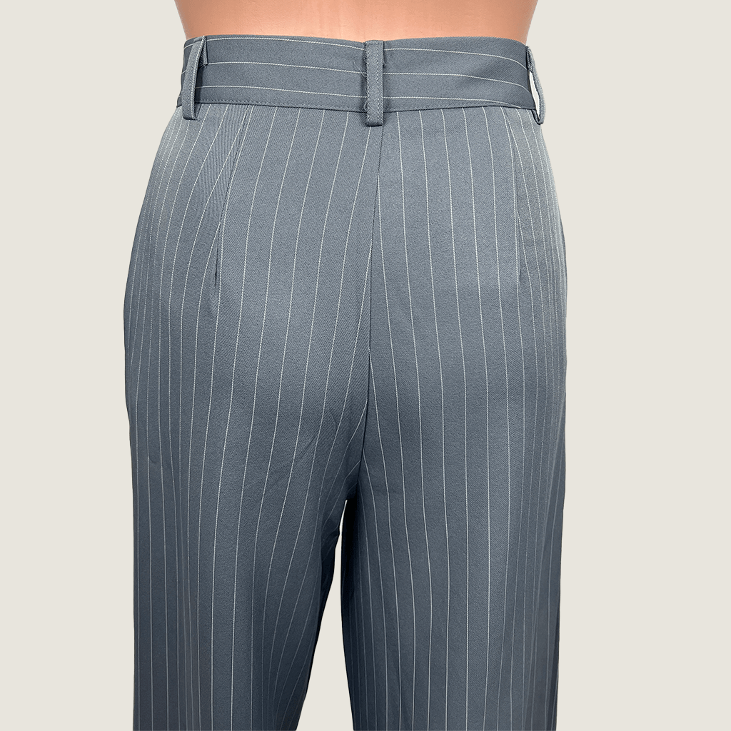 Dazy Grey Pinstripe Women's Slacks Back Waist Detail
