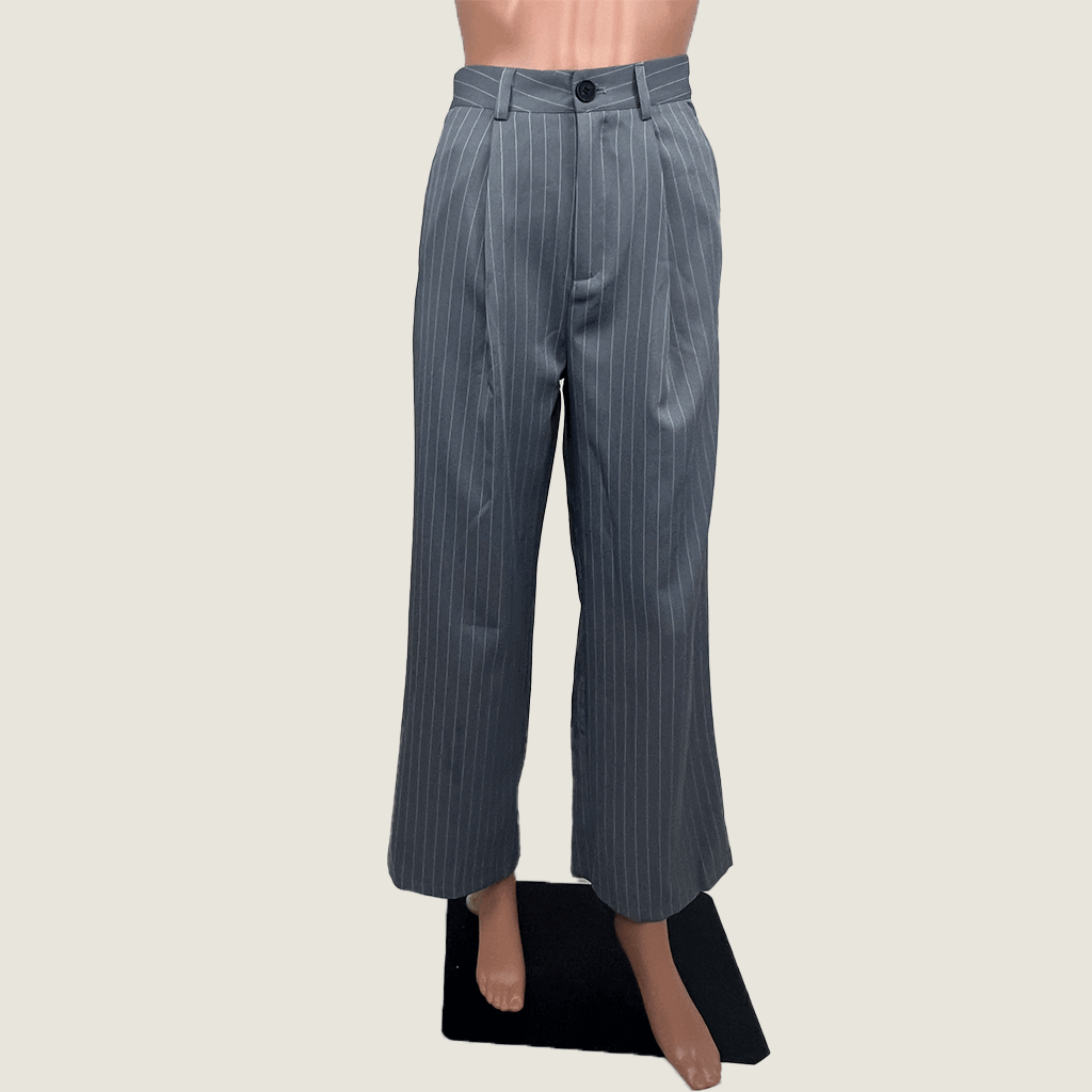 Dazy Grey Pinstripe Women's Slacks Front