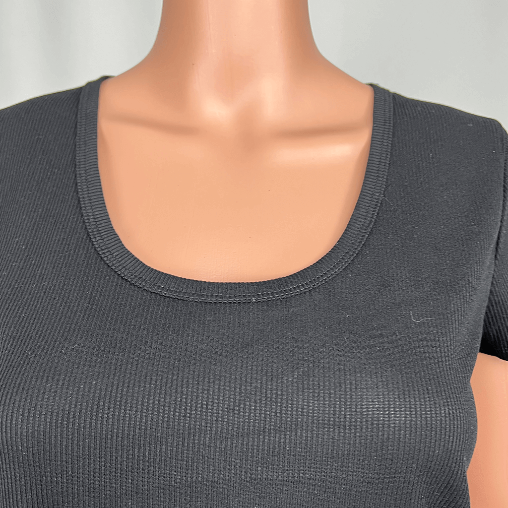 Decjuba Womens Soft Ribbed T-Shirt Round Neck