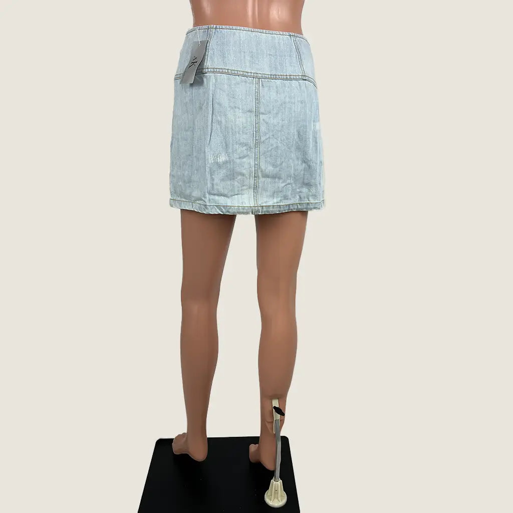 Denim Embroidered Denim Skirt Small