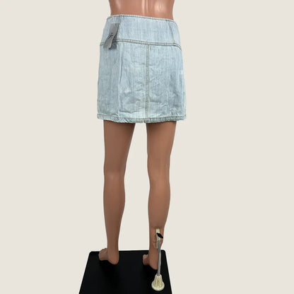 Denim Embroidered Denim Skirt Small