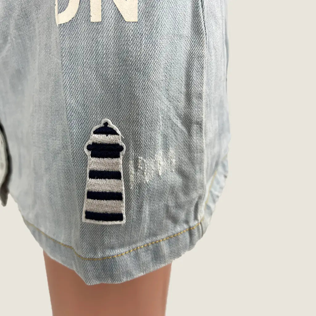 Denim Embroidered Denim Skirt Small