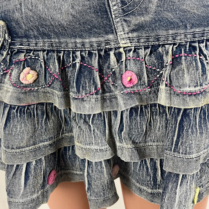 Front Detail View of the Denim Skirt Layered Mini