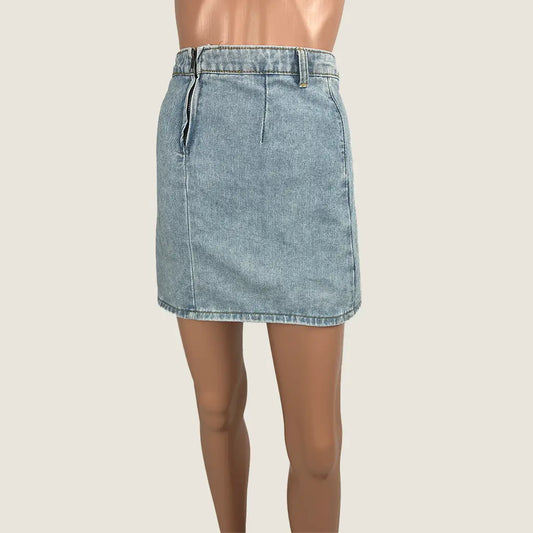 Denim Mini Skirt Side Zip Small