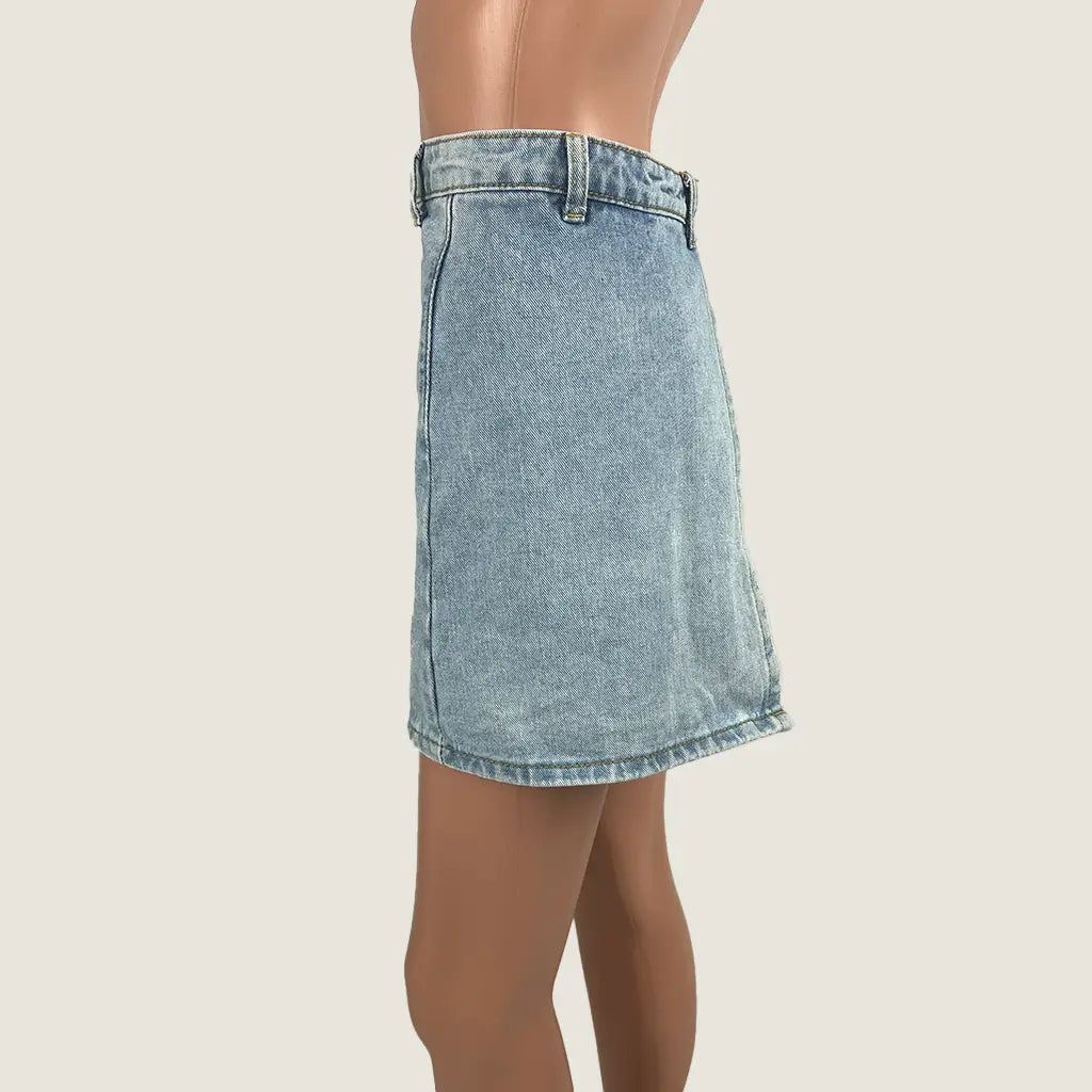 Denim Mini Skirt Side Zip Small