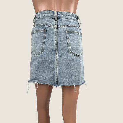 Denim Mini Skirt Straight Cut Small