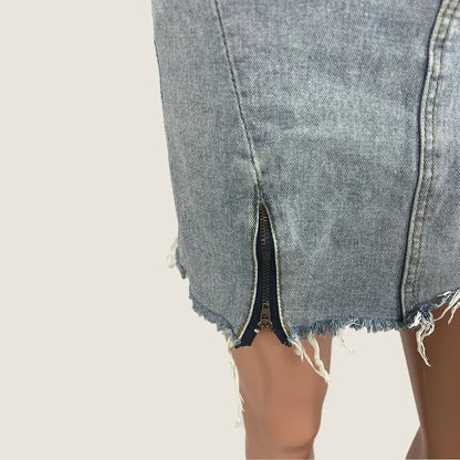 Denim Mini Skirt Straight Cut Small