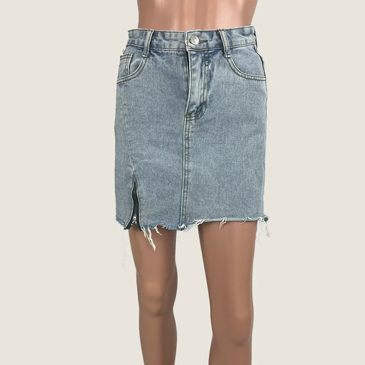 Denim Mini Skirt Straight Cut Small