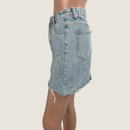 Denim Mini Skirt Straight Cut Small