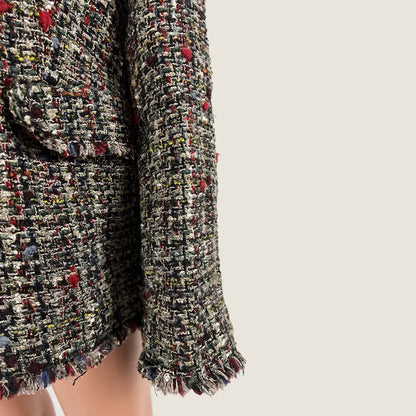 Front Detail View of the Desigual Women's Chaq Drave Knit Woven Jacket