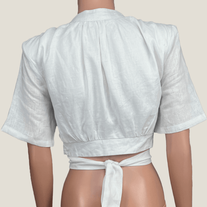 DISSH Vance White Linen Crop Top Back