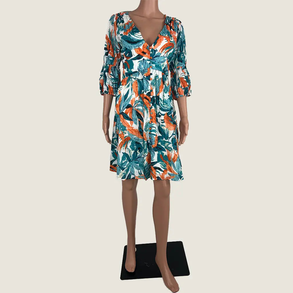 Front View of the Divine Avenue Blue Floral Midi Dress