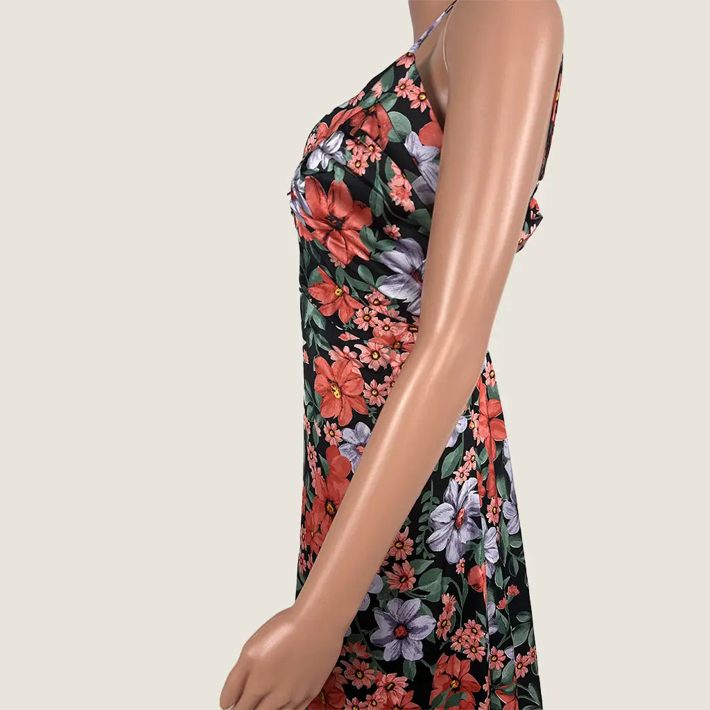 Side Detail View of the Divine Avenue Maxi Floral Dress