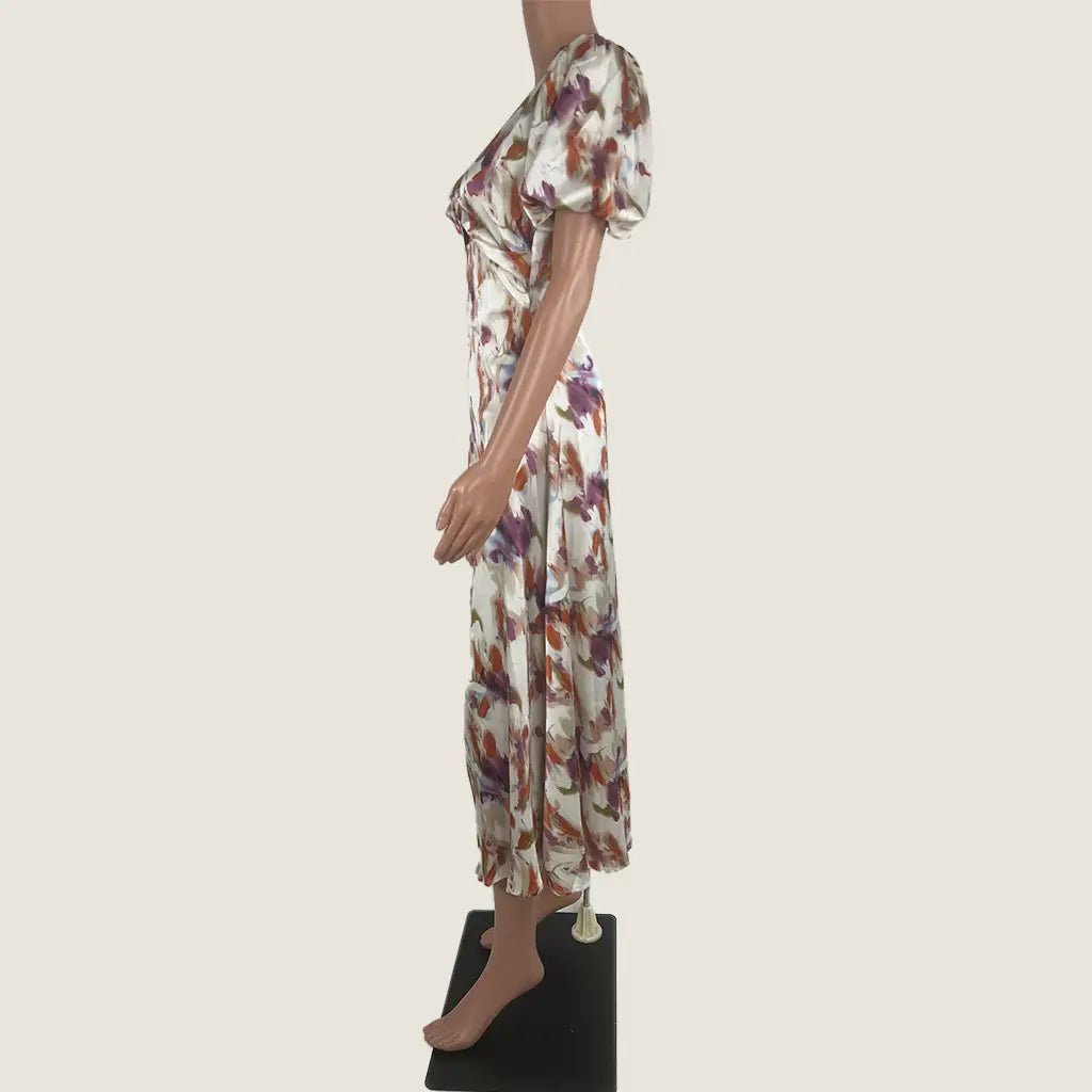 Divine Avenue Midi Abstract Print With Front Cut Out Dress