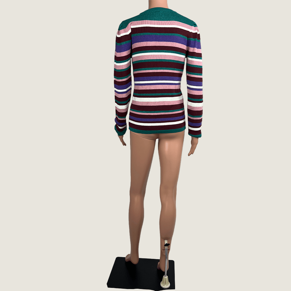 Back view of a Dotti Striped Knit Long Sleeve Jumper 