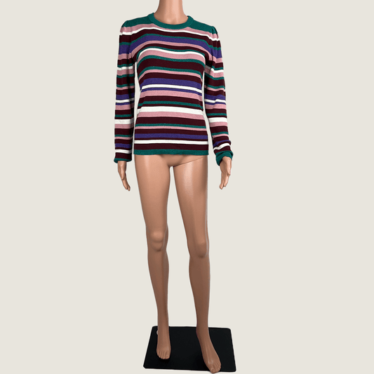 Front view of a Dotti Striped Knit Long Sleeve Jumper 