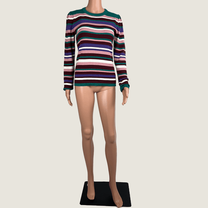 Front view of a Dotti Striped Knit Long Sleeve Jumper 