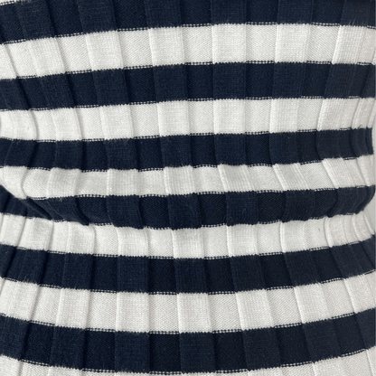 Print detail on the Ebby and I Black and White Stripped Knit Dress
