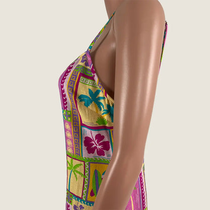 Side Detail View of the Endless Palm Island Maxi Dress