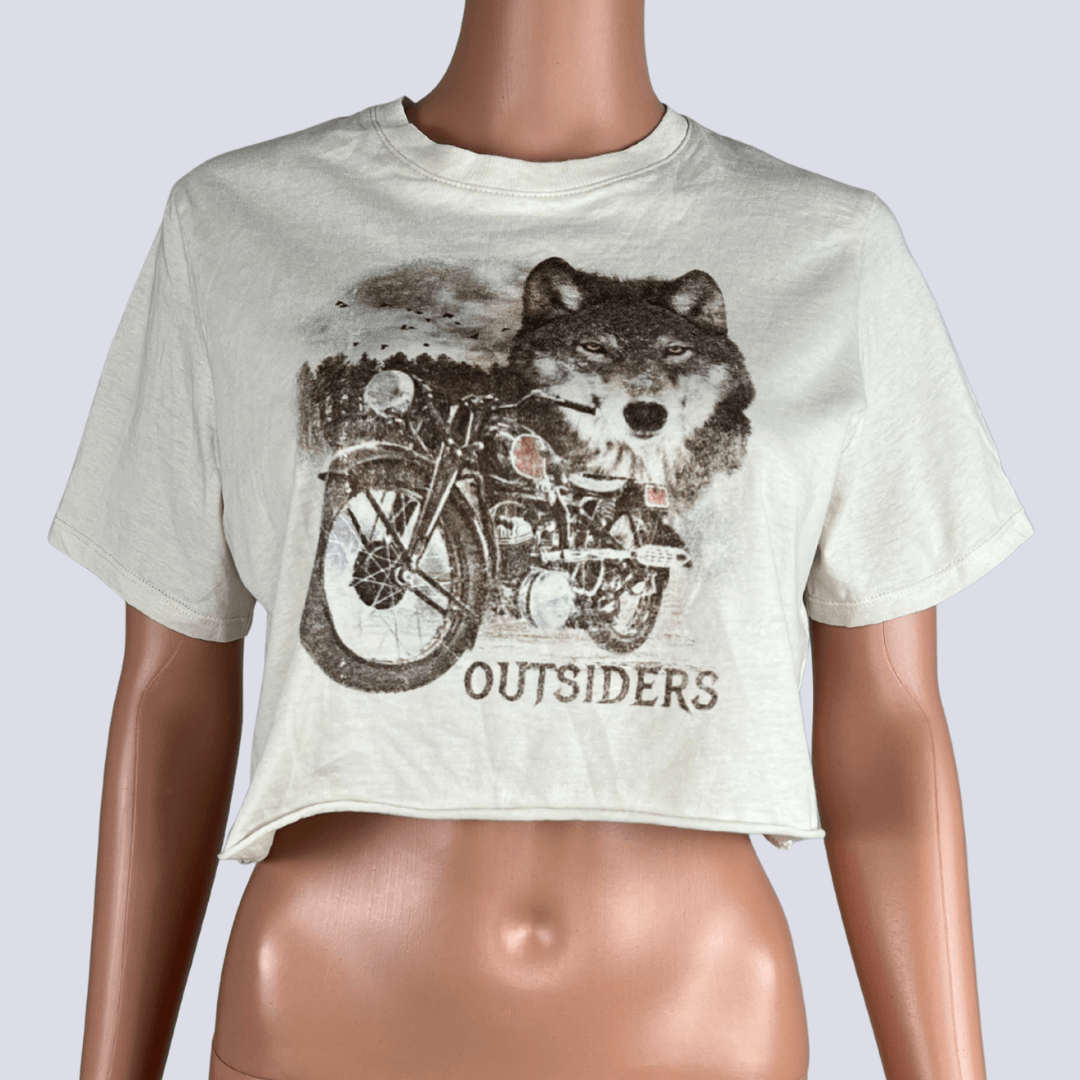 Front view of the Factories crop top