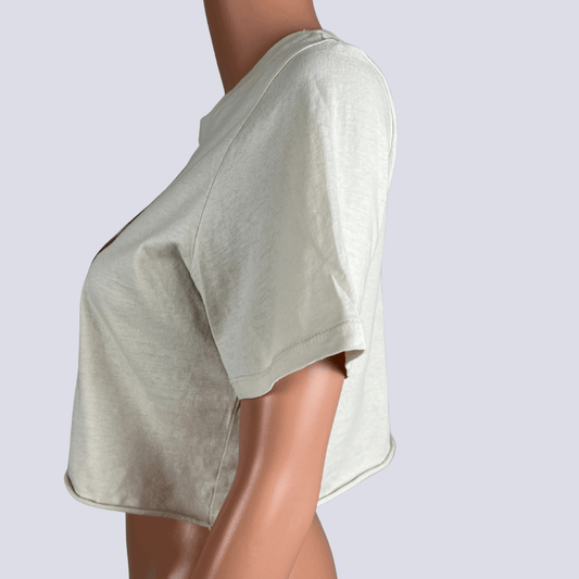 Side view of the Factories crop top