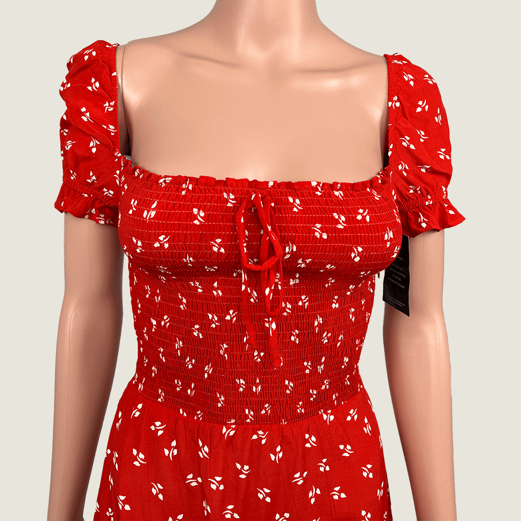 Faithful The Brand Genevieve Cherry Red Mini Dress Front Detail